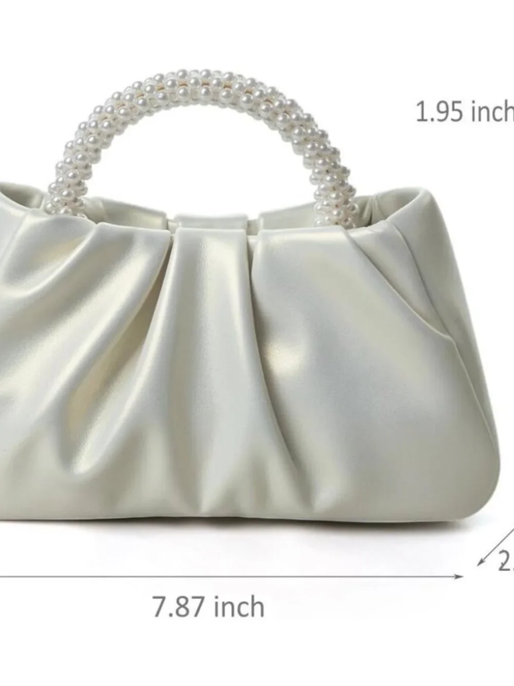 Beatfull Evening Purse Women Small Pearl Handbags soft Leather ruched bag weddin - Picture 5 of 5